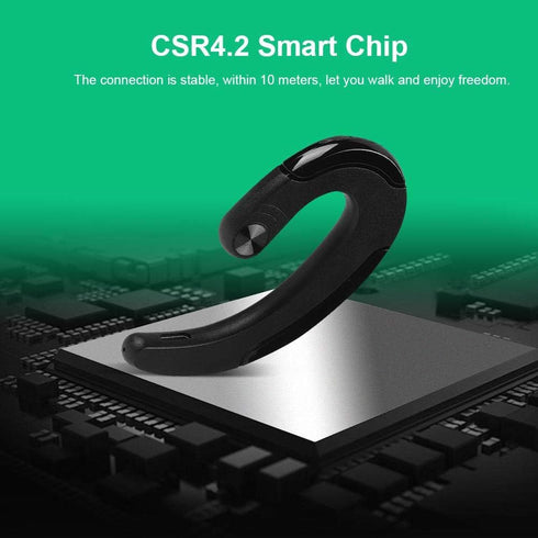 Bone Conduction Headset, Wireless Bone Conduction Bluetooth 4.2 Headset Earphone Ear-Hook Stereo Earphones with Micphone for iPhone .(Black)......