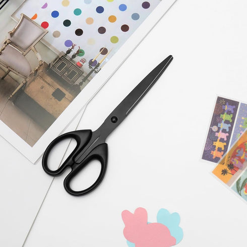 NatSumeBaics 7" Small Scissors All Purpose Cute Black Office Paper Scissors Craft Student Scissor Professional Shears for school and home (7” Blac...