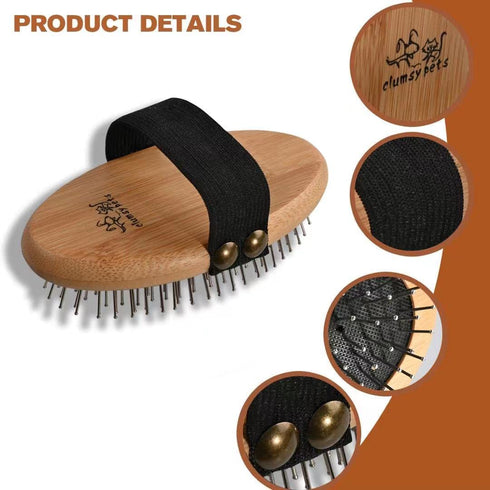 Bamboo Palm Ball Pin Brush for Small Dog & Cat Grooming Massaging Shedding and Bath Metal Pin Pets Tools...