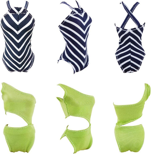 E-TING 10Pcs =5 Sets Beach Bikini Swimsuit Bathing Doll Clothes One-Piece Swimwear with 5 Pairs Shoes for 11.5 Inch Girl Dolls (A)...