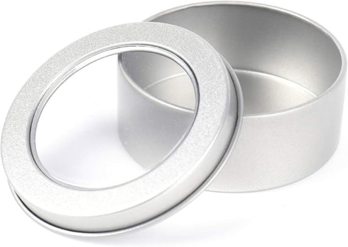 Yesland 30 Pack 2 Ounce Metal Tin Cans - Round Empty Containers with Clear Top for Candles, Arts & Crafts, Storage in Kitchen & Office Use...