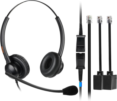 Lightweight Wired RJ9 Telephone Headphone Call Center Headset, Corded Deskphone Headset Compatible with Yealink T26 T31 T33 T42 T46 T48 T53 T54 et...