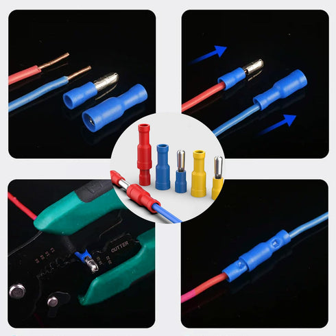 smseace 100Pcs Blue Bullet Connectors 16-14AWG Bullet wire connectors Female&Male Bullet Butt connector for Automotive Boat Stereo Industrial equi...