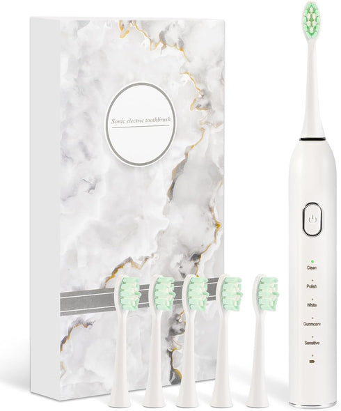 Adult Ultrasonic Electric Toothbrush, 5 Mode Electric Toothbrush, IPX8 Waterproof with Smart Timer, Soft Bristle Toothbrush for Deep Cleaning, Sta...