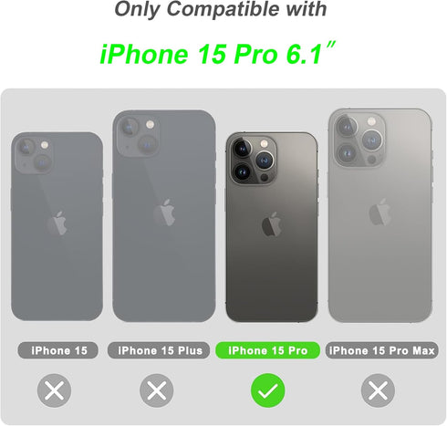 siduater Strap Holder Case for 6.1" inch iPhone 15 Pro with Kickstand, Shockproof Translucent PC Back Cover + Soft TPU Bumper with Adjustable Fing...
