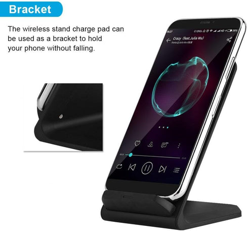 Wireless Stand Charger Certificated Fast Wireless Charging Stand for iPhone and Android Phones - Black......