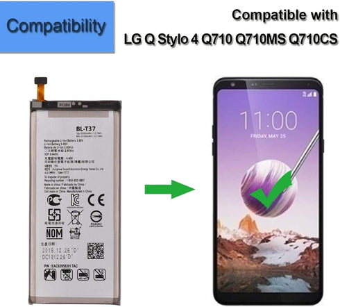 LG Stylo 4 Battery,3300mAh Li-Polymer Battery Replacement for LG Stylo 4 / BL-T37 Q710 Q710AL Q710MS Q710TS Q710CS Q710AL Q710US with Repair Repla...