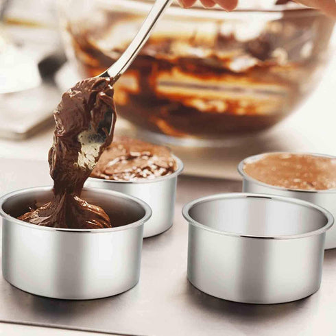 TeamFar 4 Inch Cake Pan, Mini Cake Pan Small Round Baking Tins Set Stainless Steel, For Baking Steaming Serving, Healthy & Sturdy, Easy Clean & Di...