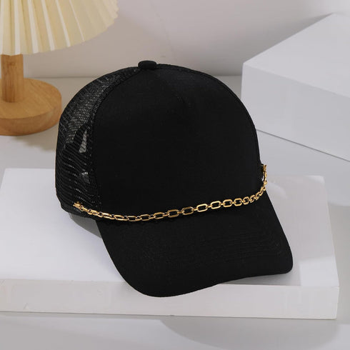 IDesign 3 Pcs Trucket Hat Chains Bill Decoration Trucket Hat Charms DIY Pearl/Turquoise/Metal Chains for Mesh Baseball Cap Accessories Chain for P...