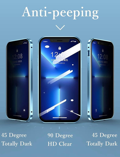 HENGHUI Lockable Anti Peeping Case for iPhone 13 Pro Magnetic Glass Case Built-in Camera Lens Protector Privacy Screen Glass Protector Bumper Case...