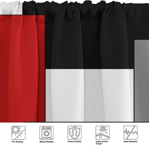 Emvency 2 Pack Valances Window Treatments Red and Black Geometry Abstract Modern Art Blackout Drapes Adjustable Curtain Valances for Windows Livin...