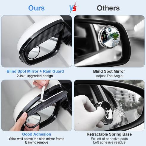 1797 Blind Spot Mirrors 2 Pack Side Mirror Rain Guard for Car Rear View Round Adjustable Convex Carbon Fiber Exterior Accessories Reverse Change L...