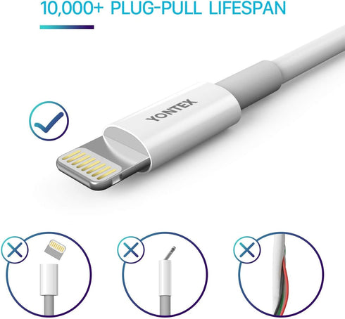 Lightning Cable, Smart Battery Health Defender, Apple MFi Certified, 6. 6 ft iPhone Cord Compatible with iPhone 12, 11, X, 8, 8 Plus, 7, 7 Plus, i...
