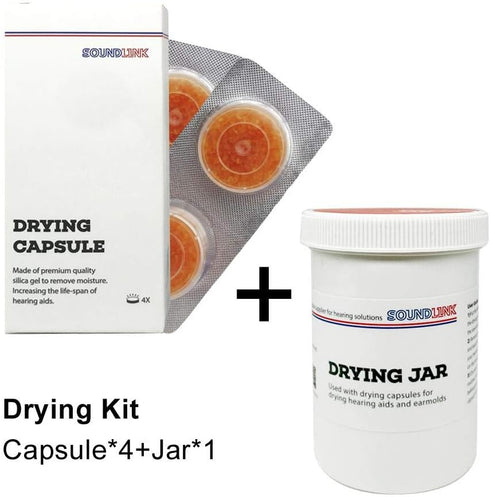 Hearing Aids Drying Kit Drying Jar Drying Dehumidifier Dryer (Two Cards Drying Capsules and One Drying Jar) (60 * 85mm)...