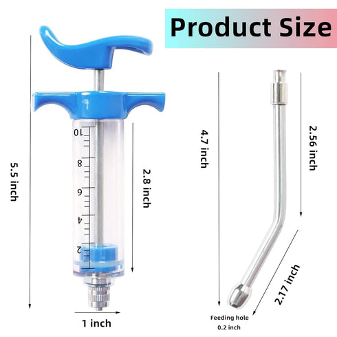 2 Pcs Goats Feed Water Distributor, Reusable, Drench Nozzle, Adjustable Dosage, for Goats, Sheep, Horse, Pig, Dog, Cattle, Cat Supplies (Blue+Oran...