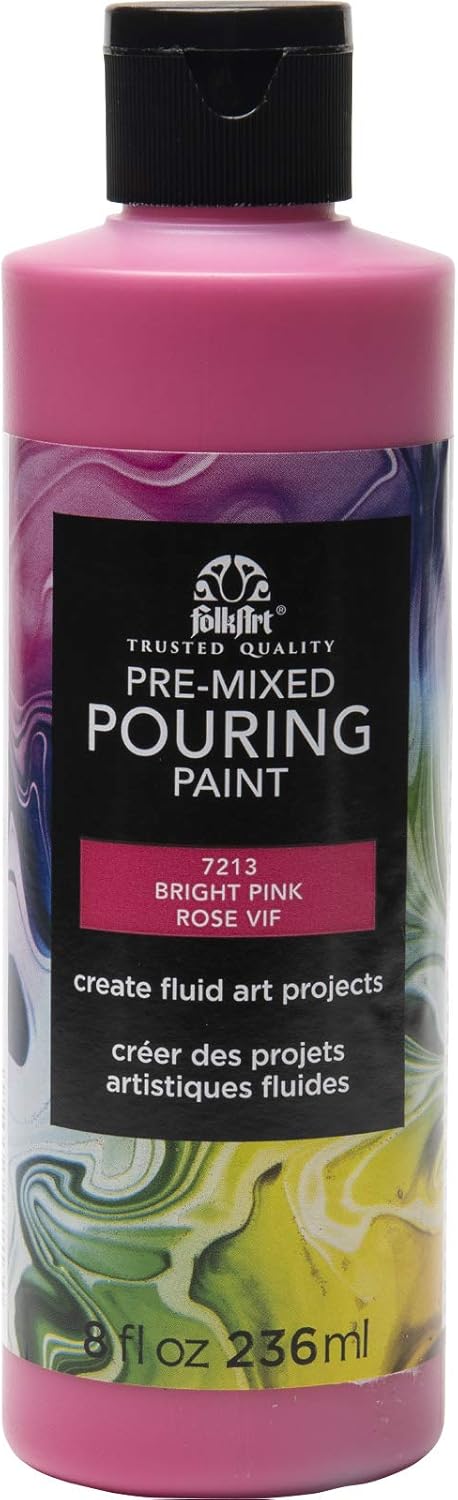FolkArt Pre-Mixed Acrylic Pouring Paint, 8 oz, Bright Pink...