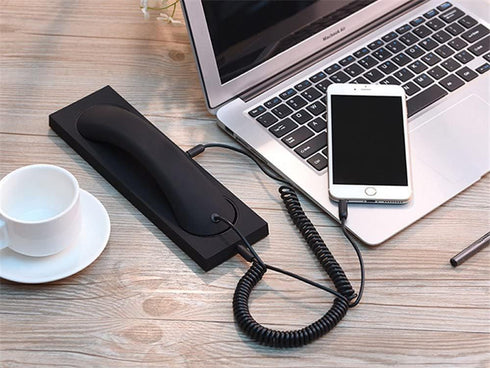 Fashion Retro Phone handset Headset 3.5mm Microphone Prevention Radiation Compatible with iPhone Samsung......