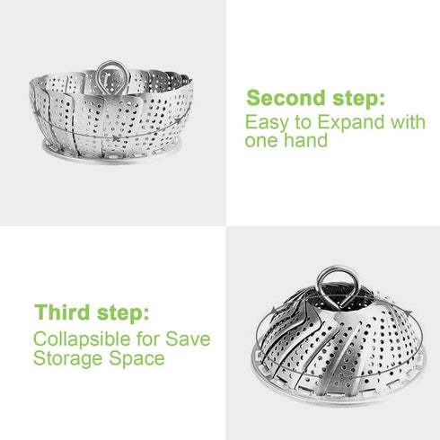 Stainless Steel Steamer Basket, Vegetable Steamer Basket for Instant Pot, Insert for Veggie/Seafood Cooking/Boiled Eggs with Safety Tool - Adjusta...