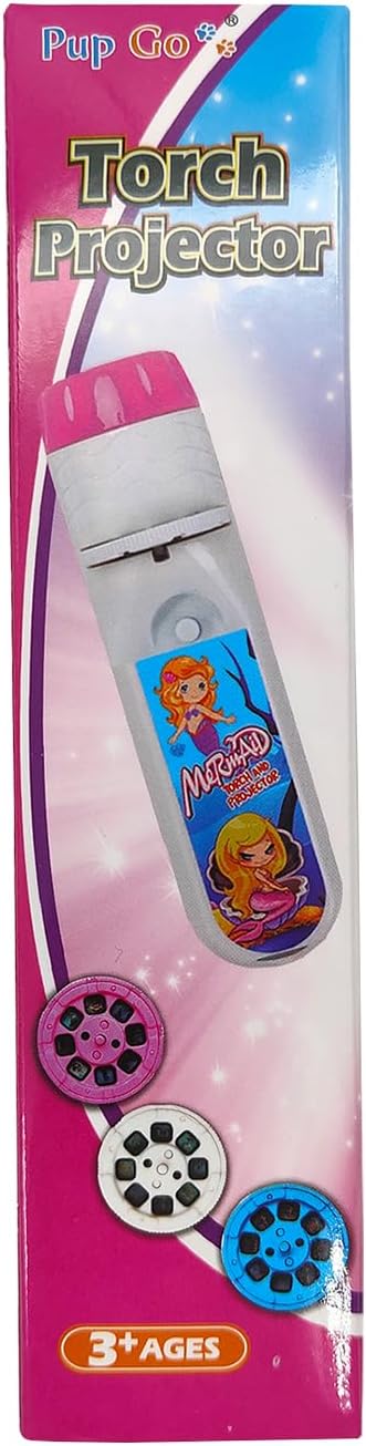 Mermaid Torch and Projector with 3 Discs 24 Images, Pink Torches Toys for Girl Age 3 4 5 6 7 Year Old Kids, Fairy Gifts for Girls, Projector Night...
