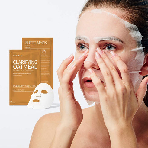GLAM UP Sheet Mask Clarifying Oatmeal (10 sheets) - Smooths Skin Texture...