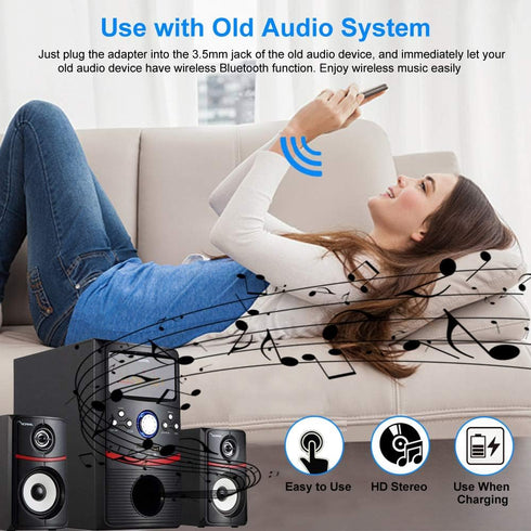 Bluetooth Aux Receiver, Mini Bluetooth 5.1 Car Adapter Portable Wireless 3.5mm Jack Audio Receiver for Car, Headphones, Home Stereo Music System, ...