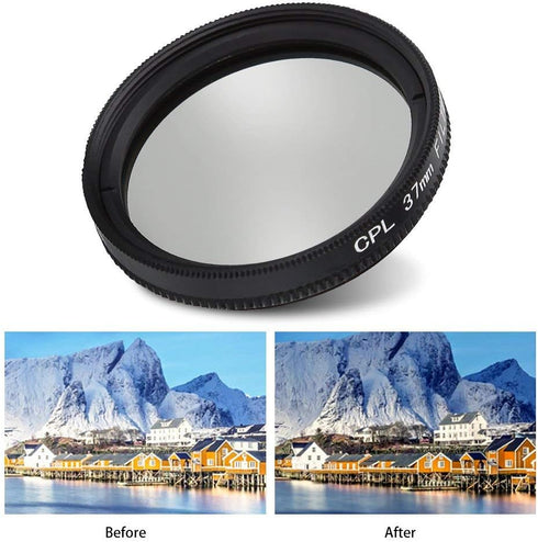 37mm Camera Lens Filter Set Circular Polarizer Lens Filter with Adapter Ring and Protective Fit for Xiaomi 4k/4k+/Lite...