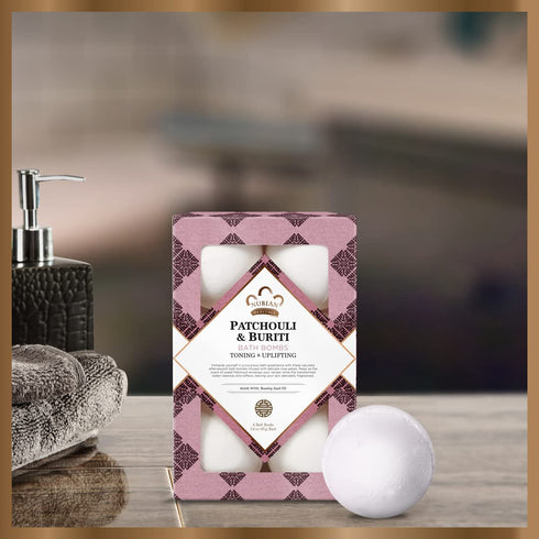 Nubian Heritage Bath Bombs Patchouli and Buriti Uplifting Bath and Body Products 1.6 oz 6 Count (Pack of 1)...