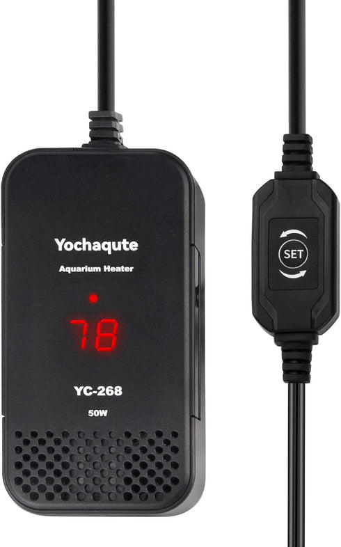 Aquarium Fish Tank Heater: 50 Watt Submersible Small Betta Heater with LED Temperature Display Adjustable External Controller for 1-10 Gallon Salt...