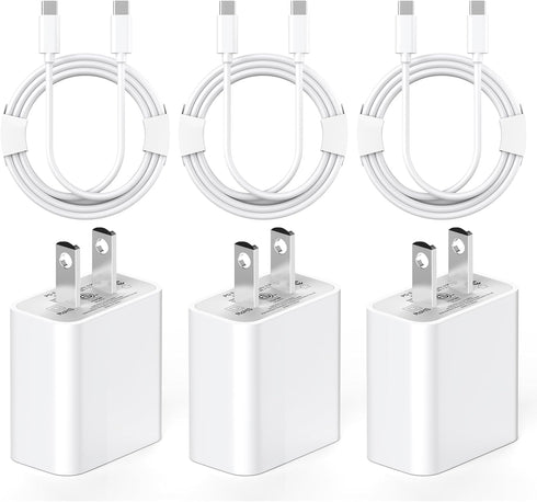 iPhone 15 Charger Fast Charging, 3 Pack 20W Type C Wall Charger Fast Charging Block with 6FT USB C to C Charging Cable Compatible for iPhone 15/15...