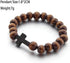 Wooden Cross Wood Beaded Bracelet for Women Men Religious Christian Jewelry Pray Baptism...