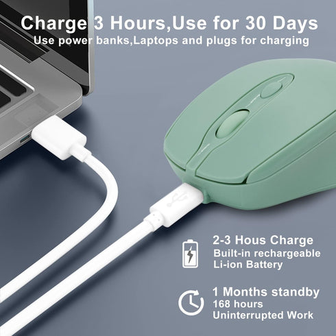 Bluetooth Mouse,Rechargeable Wireless Mouse for Laptop/iPad/MacBook Pro/Air, Silent Mouse Portable Slim for Surface Pro/PC/Lenovo/Samsung Tablet (...
