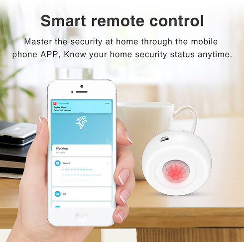 WiFi Smart Motion Sensor: PIR Motion Detector Alert, Wireless Infrared Home Security System with Free App Alerts, 360 Degree Detection Range, No H...