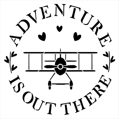 Adventure is Out There Airplane Stencil by StudioR12 | Craft DIY Kids Bedroom Decor | Paint Playroom Sign | Reusable Mylar Template | Select Size ...