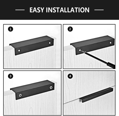 LC LICTOP 80mm/3.15" Black Modern Style Finger Edge Tab Pull Handle Door Knobs Drawer Pulls Aluminum Matte (2Pcs)...