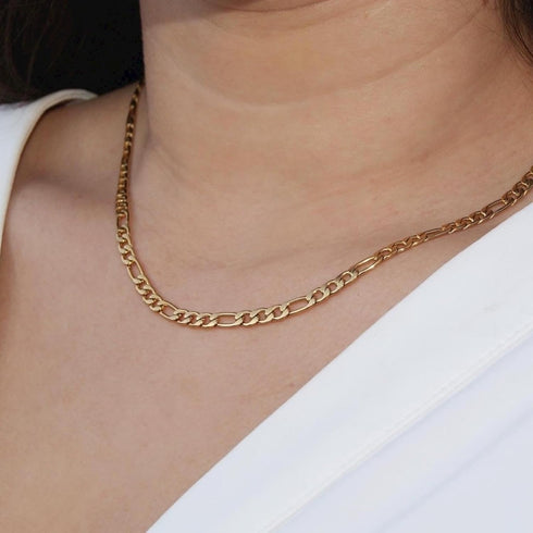 Kyutong Gold Necklace Chain for Jewelry Making 16.4 Feet Stainless Steel Jewelry Chain Bulk 3MM Wide Figaro Chains with Lobster Clasps Jump Rings ...