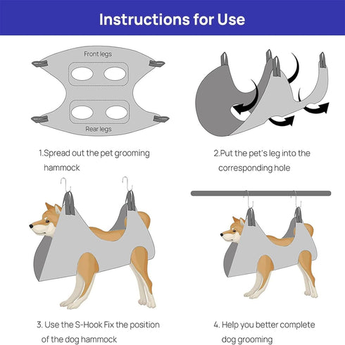 Pet Grooming Hammock for Dogs & Cats, Pet Grooming Hammock, Pet Grooming Sling, Dog Grooming Harness, Restraint Bag, Helper, Pet Nail Clip Bag for...