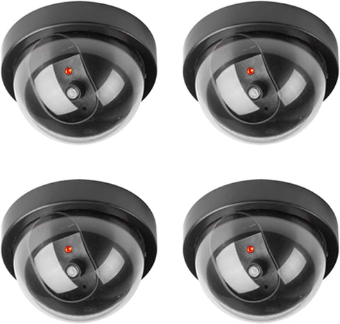 4 Pack Dummy Fake Camera Security CCTV Dome Cameras with Flashing Red LED Light for Indoor Outdoor Home Business, Black...