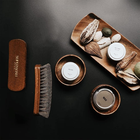 3 Pieces Horsehair Shoes Shine Brush Kit - Soft Bristles Leather Clean & Care Brushes for Shoes, Boots, Clothes and Bags, 1 Shoe Shine Brush + 2 P...