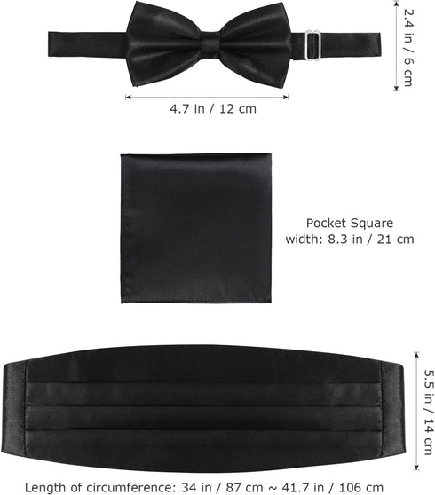 MAGICLULU 3 Pcs Formal Accessory Set with Bow Tie Mens Cummerbund Bow Tie Set...