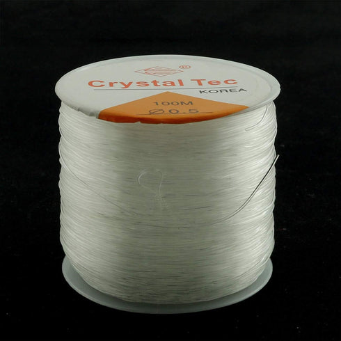 ZYAMY 0.5mm Beading Thread Transparent White Elastic Thread String Beading Cord Crystal Stretch Bracelet String for Beads Jewelry Making, 1 Roll 3...