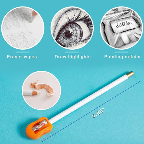 Eraser Pencils Set for Artists, Wooden Sketch Eraser Pen for Charcoal Drawings, Professional Highlight Painting Eraser for Sketching, Revise Erasi...