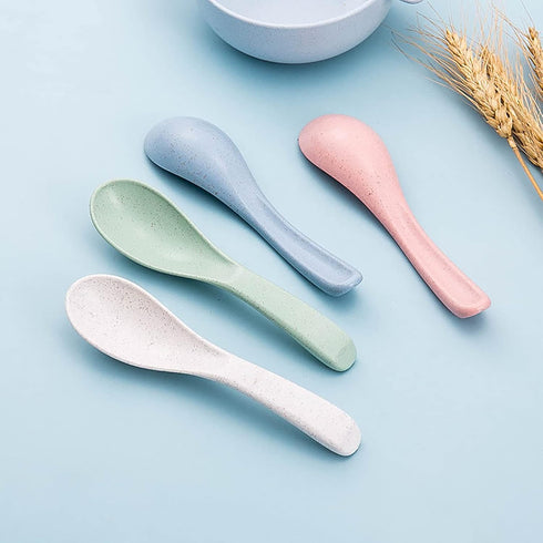 WUWEOT 24 Pack Wheat Straw Soup Spoons, 6 Inches Colourful Unbreakable Meal Spoon, Cereal Dinner Spoon for Kid and Adult, Microwave Dishwasher Saf...