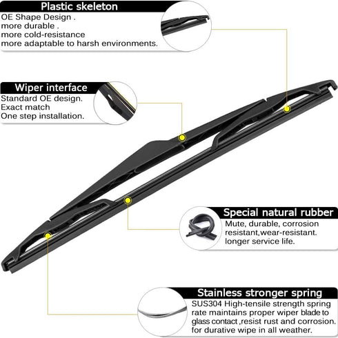 AUTOBOO Replacement For Focus 2012-2015 2016 2017 2018 Rear Windshield Wiper Blade Arm Set-Factory OE Style CV6Z17526C...