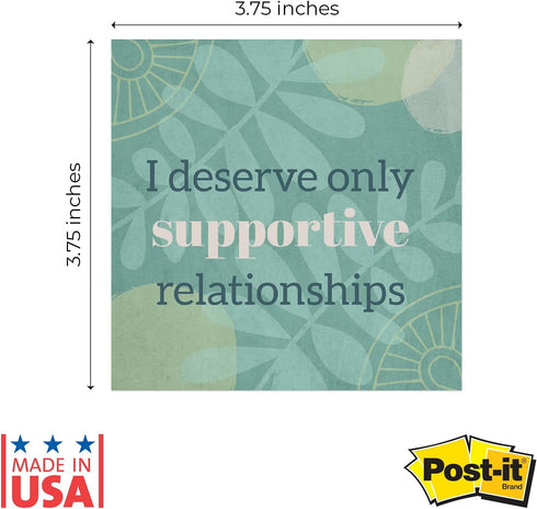 Positive Daily Affirmations Sticky Pad / 3.75" x 3.75" Custom Sticky Pad / 365 Unique Designs/Self Care Notes for A Year/Made in The USA...