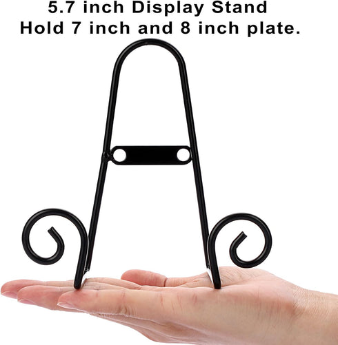 Hipiwe Black Metal Plate Display Easel Stands 4 pack Wall Mount Plate Hanger Vertical Decorative Plate Holders Picture Frame Stand Holder for Wall...