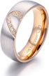 LAVUMO Matching Promise Rings for Couples Love You Forever Wedding Bands Sets for Him and Her Half Heart Rings Stainless Steel 6mm with Box Comfor...