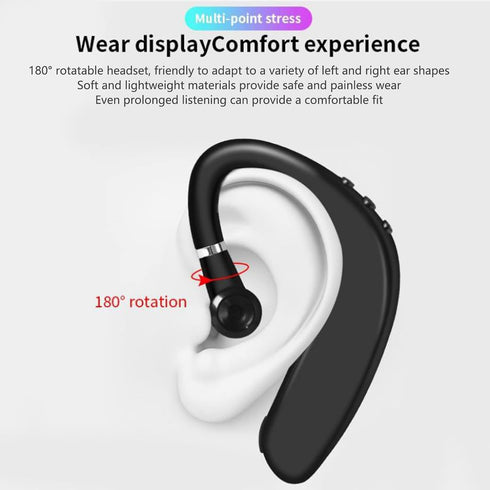 ASHATA Bluetooth 5.2 Headset,Hands Free Ear Hook Bluetooth Wireless Headphone,Waterproof Ultralight Ear Hook Headphone,Single Ear Business Earphon...