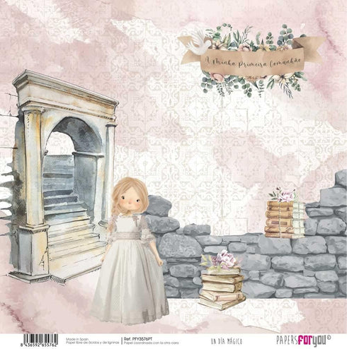 Papers For You - Scrapbooking Paper Kit in Portuguese | Collection "A Magical Day Blond Haired Girl" | Includes 10 Double Sided Papers with Differ...