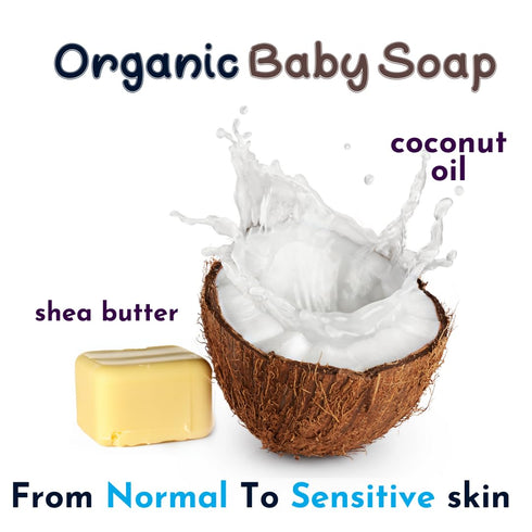 Baby wash and Shampoo | Organic Baby Soap Bar | HYPOALLERGENIC Baby Bath Soap Sensitive Skin | Shea Butter & Coconut Oil | Fragrance Free | Plasti...