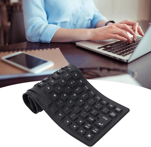 Estink 85 Keys Silicone Keyboard, Foldable Silicone Keyboard Fully Sealed Design Lightweight Portable Silent Soft USB Wired Silicone Keyboard for ...